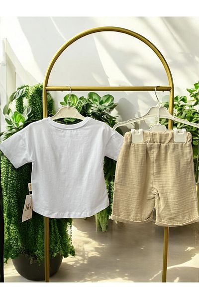 Baby Golden 100% Cotton T-Shirt & Shorts Muslin Boy's Suit |   Holiday – 2 Pieces