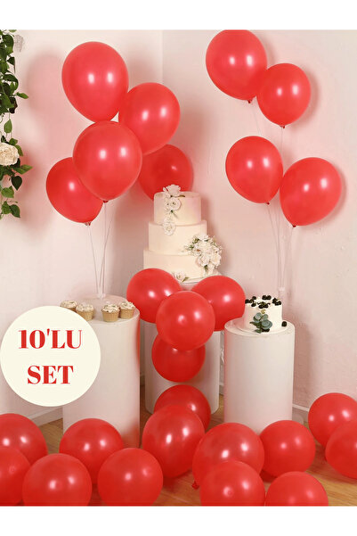 Bunloon Metalik Kırmızı Balon – Canlı Renkli, Işıltılı Parti ve Süsleme Balonu
