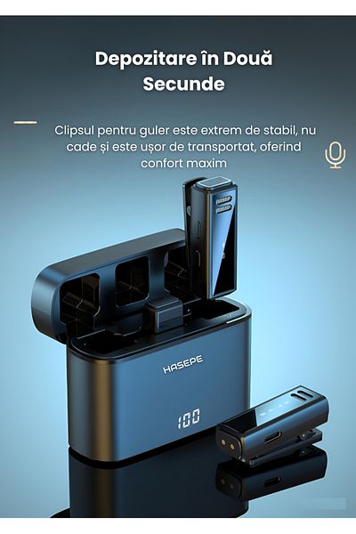 HASEPE Set Of 2 Professional Wireless Lavaliere Microphones, Iphone, Android, Type C, Lightning