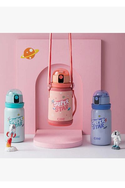 Obay 520ml Kids Strap Straw Cup,316 Stainless Steel Student Insulated Water Bottle