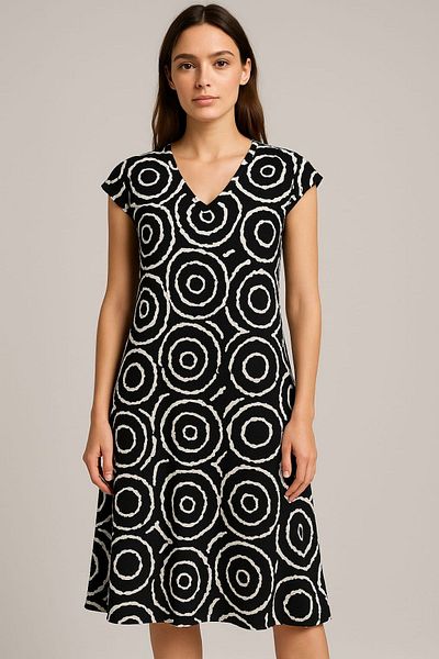 enmodaiçgiyim Rochie de dama din tesatura din vascoza cu model Picasso