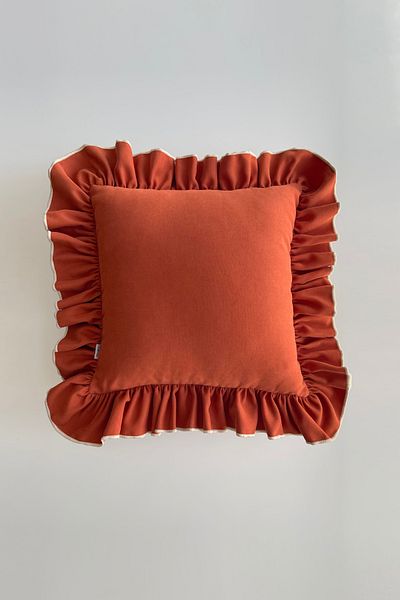 RİTMOHOME Βολάν, Vintage, Country, Scandinavian, Bohemian 45x45 Διακοσμητικό κάλυμμα μαξιλαριού για ριχτάρι, κρέμα