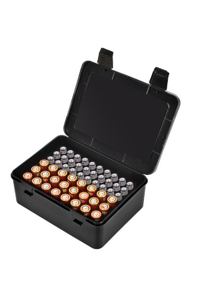 Choice black Battery Organizer Storage Box, Garage Case Holder for 24* AA, 30* AAA Batteries (Bag Not Inclu