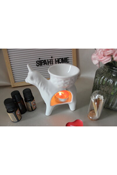 HomeSipahi Buhurdanlık unicorn figür 3 adet 10 ml uçucu yağ 10 adet tealight mum