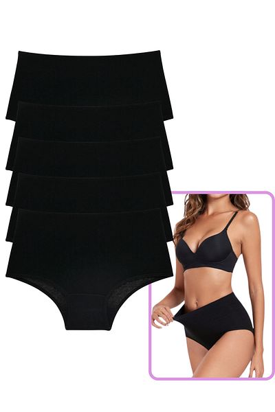 ROSEPERİ Women's Bato High Waist Panties 5 Pack Women's Cotton Extra Soft and Comfortable Daily Women's Panties