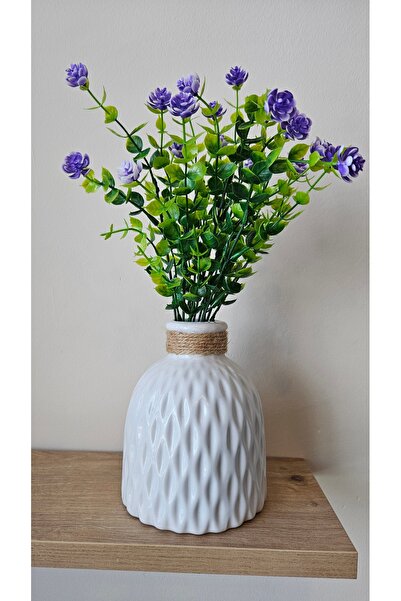 Ekozi Home نبات الأوكالبتوس الاصطناعي مع زهور الورد 35 سم