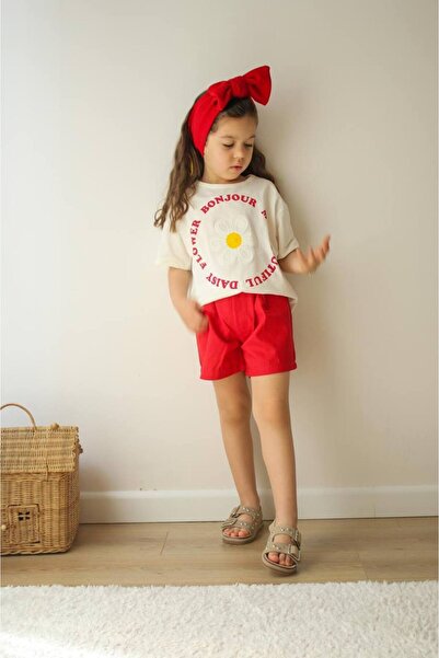 NOBLEKIDS Daisy Flower Girl Shorts Suit – Ecru/Red