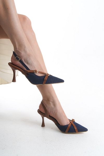 Tolgado Two Stripes Dark Blue Jeans Women's Heels