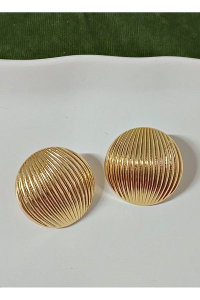 mos&more Gold Line Detailed Bombe Earrings