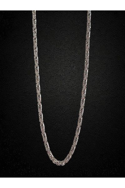 anonim King Chain Black Detail Embroidered Boxed Steel Necklace - Stainless, Non-Tarnish, Boxed