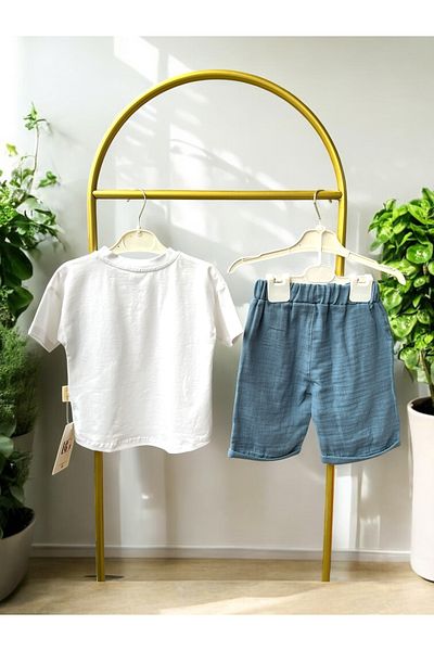 Baby Golden 100% Cotton T-Shirt & Shorts Muslin Boy's Suit |   Holiday – 2 Pieces