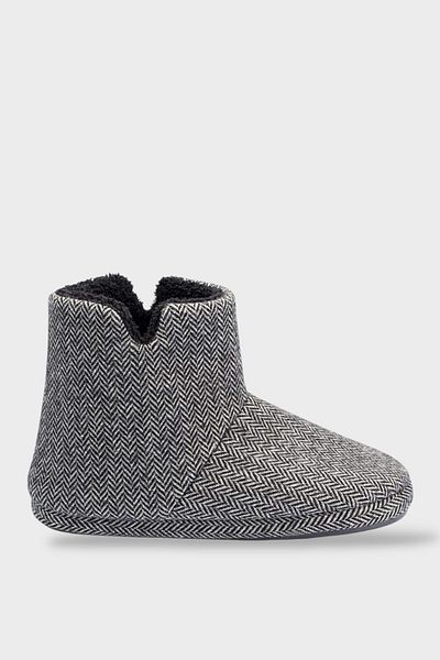 Liger Χειμερινές Ανδρικές Παντόφλες Home Boots ΓΚΡΙ - ΜΑΥΡΟ