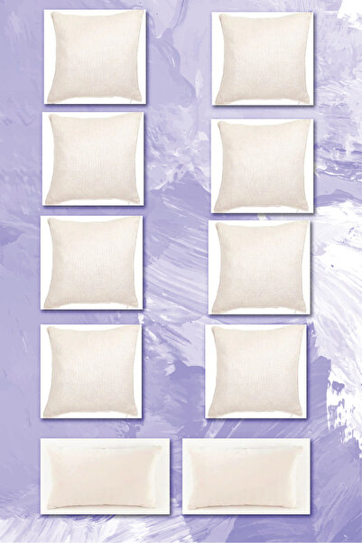 NURGİTA HOME 10 bucăți de huse de pernă din in brut natural pentru broderie și huse de pernă potrivite pentru broderie