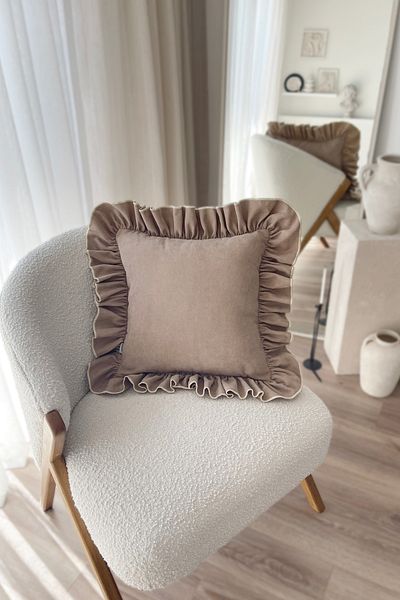 RİTMOHOME Декоративна калъфка за възглавница 45x45 с разрошени мотиви, винтидж, кънтри, скандинавски, бохемски цвят, кремава, земна