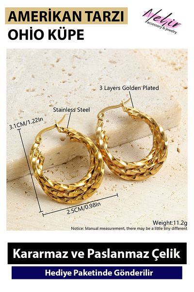 Nehir American Fashion Outer Twist Stainless Steel Earrings Valentine's Day Mother's Day Gift