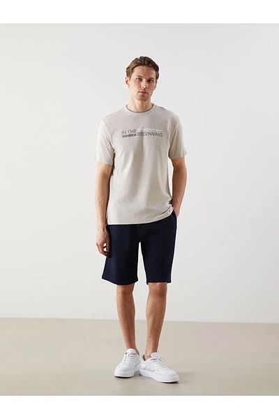 LC Waikiki Ανδρικό μπλουζάκι LCWAIKIKI Classic Crew με λαιμόκοψη κοντό μανίκι με στάμπα χτενισμένο βαμβακερό ανδρικό μπλουζάκι