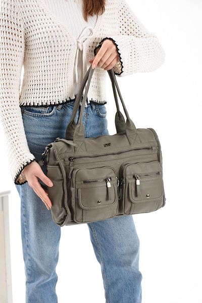 571 Collections Çanta Faux Leather Shoulder Bag Gray (Model: 571-13-10P)