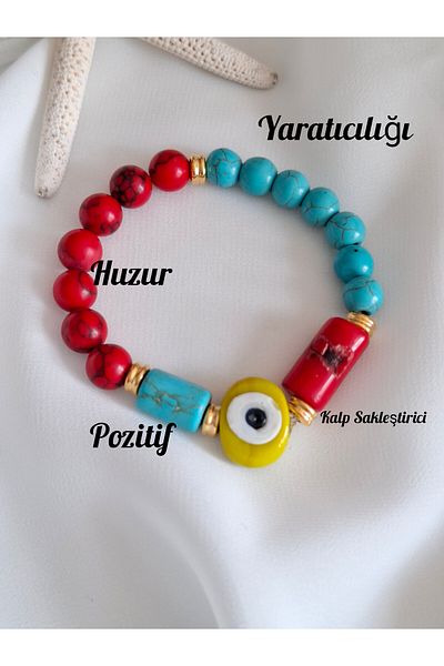 İPAR AKSESUAR Turquoise Coral Positive & Peace Natural Stone Bracelet