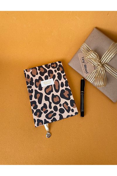 tiny wood Leopard Patterned A5 Ruled Notebook – 96 Sheets with Hard Cover