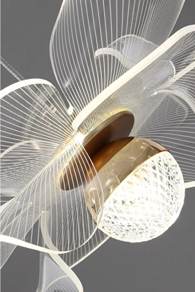 Ultra Home Papatya Model Ultra Collection Metal Salon Mutfak Oturma Yatak Odası Modern Led Sarkıt Gold Avize