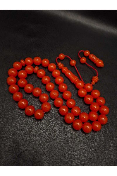 Han Ticarethane Master Work Coin Signed 45 Arabic Model Coral Red Catalin Rosary