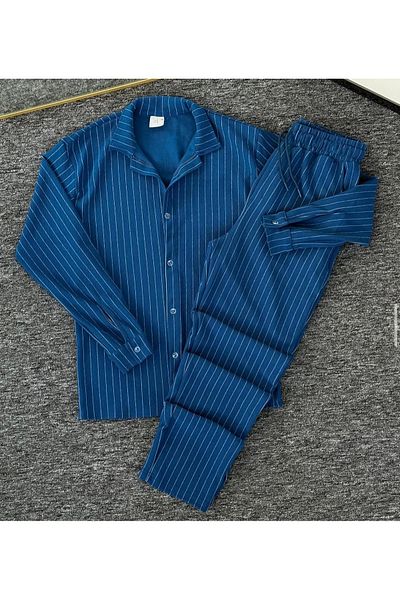 NewCabin Premium Crepe Fabric Stripe Detailed Unisex Shirt and Pants Set
