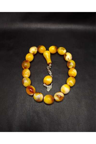 Han Ticarethane 17-пакет от жълти кехлибарени молитвени мъниста с бъчвообразе...