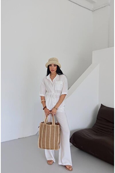 Ekim Store Shirred Waist Shirt Pants Set