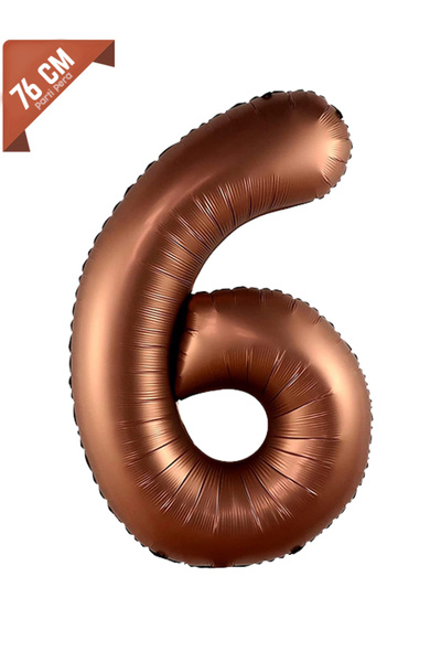 parti pera 6 Yaş Retro Çikolata Kahverengi Rakam Folyo Balon 76 Cm
