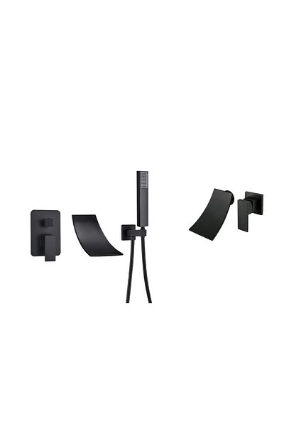 Blackswan Design Set baterii cada si chiuveta, Blackswan, Tip M3, model negru mat, dimensiune 18 cm