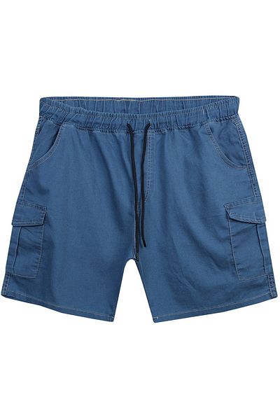 tambattal Plus Size Cargo Pocket Lycra Lace-Up Denim Shorts (Wide Comfortable Fit)