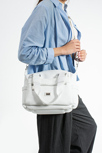 Fiona WOMAN BAG & MORE Fiona&Polo Kadın Beyaz Çok Bölmeli EL Ve Çapraz Çanta