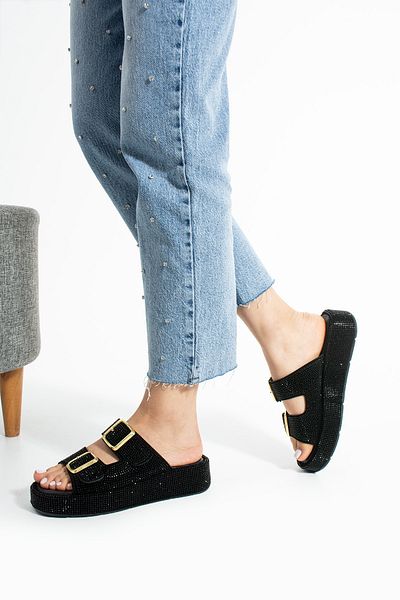 Polomia Comfort Mules - Black - Flat