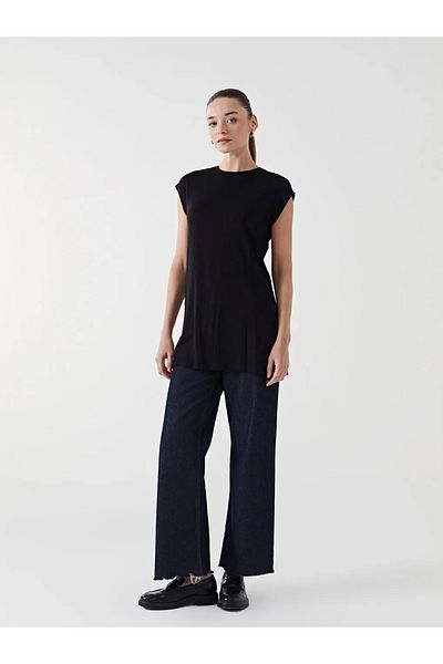 LC Waikiki Lcw Modest Black Crew Neck Women's Tunic