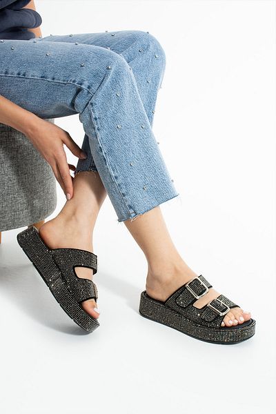 Polomia Comfort Mules - Black - Flat