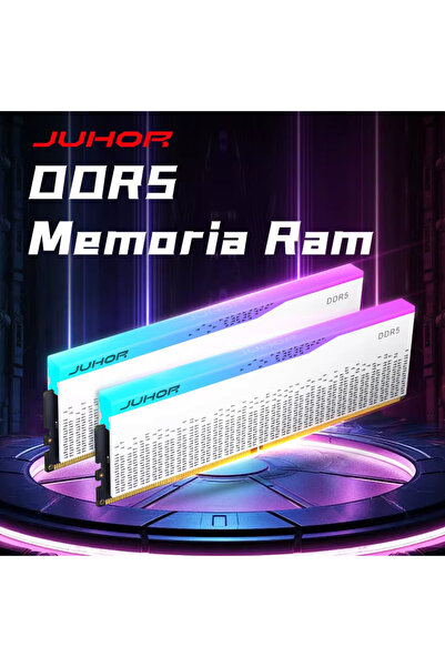 JUHOR 32GB (2x16GB) DDR5 6000MHz RGB Gaming RAM CL38, 1.25V Hynix, XMP 3.0, Masaüstü Bilgisayar Bellek Ram