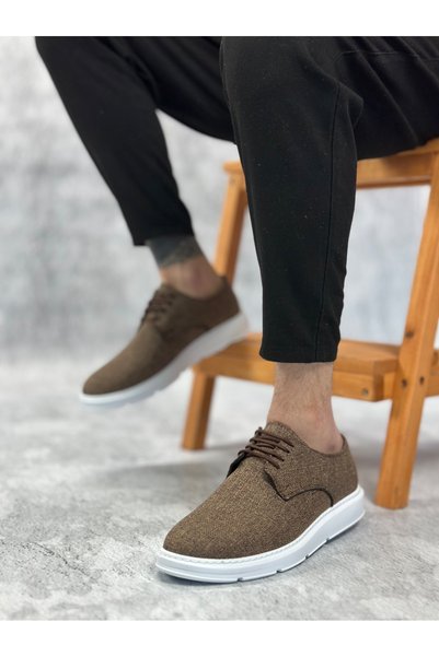 Generic Brand Ba0003 Lace-Up Classic Sports Linen Brown White Sole Casual Men...