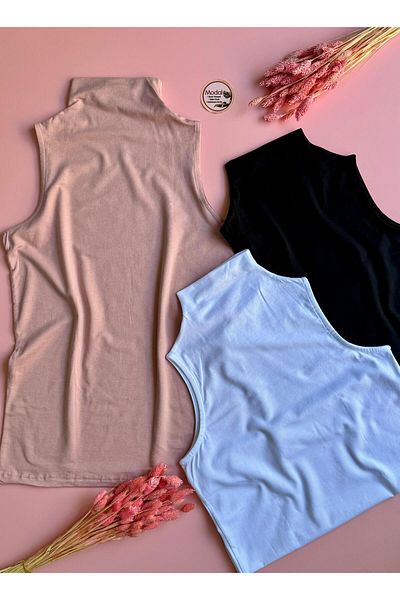VicTroy Modal Fabric Comfort, 3 Pack Black, Powder and White |   Seamless Half-Thigh, Thin, Lightweight Women's Undershirt