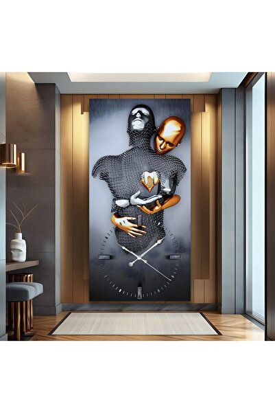 EMYA HOME Saatli Aşkın Gücü Panoramik Kanvas Tablo