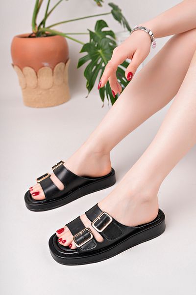 pasyone Papuci eleganti cu cataramă zilnică pentru femei negre