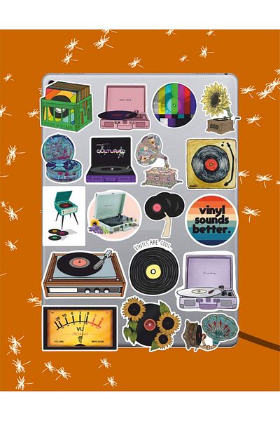 hediyenebak Turntable Record Sticker Set |   Laptop Agenda Pc Tablet Phone Notebook Sticker Bullet Journal
