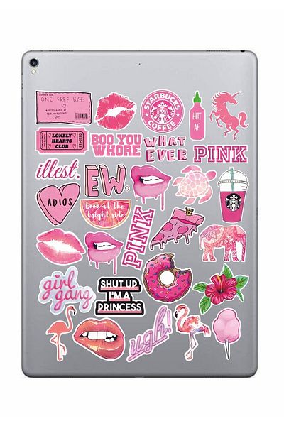 hediyenebak Pink Aesthetic Sticker Set |   Laptop Agenda Pc Tablet Phone Notebook Sticker Bullet Journal