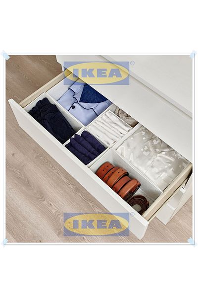 IKEA Skubb White Box Set, Trash Can Set, Drawer Organizer, Organizer, 6 Pieces