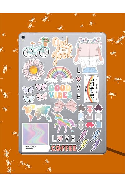hediyenebak Pastel Colors Sticker Set |   Laptop Agenda Pc Tablet Phone Notebook Sticker Bullet Journal
