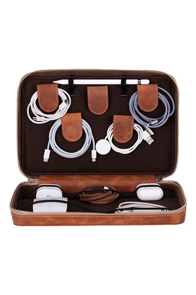 Bouletta Orbex Genuine Leather Cable Organizer - Matte Orange