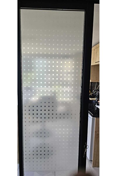 Technojet 45x150cm Şeffaf Kare Desenli Statik Cam Filmi – Buzlu Görünümlü Kaplama Mutfak Banyo Ofis