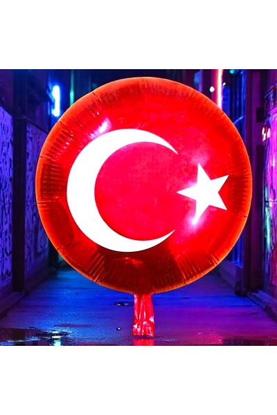 Kuzey High Quality 46cm 9Pcs Turkish Flag Balloon Red Turkish Flag Foil Balloon Shiny Metallic Balloon