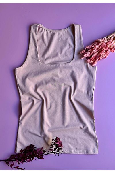 VicTroy Square Collar, 2-Pack Powder and Light Blue |   Women's Athlete-Body-Blouse with Lining over the Chest, Thin, Lightweight