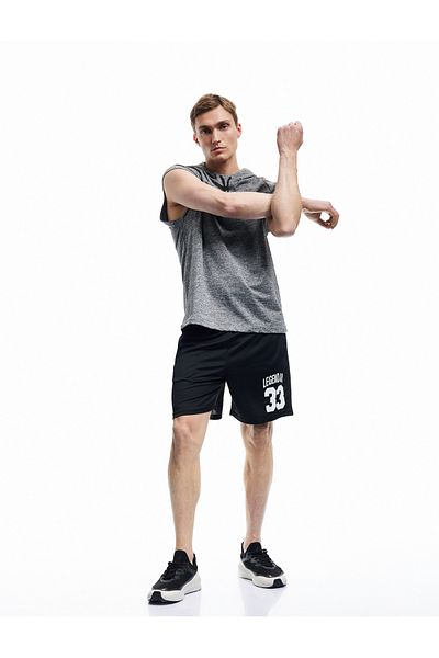 Koton Printed Pocket Detailed Elastic Waist Oversize Sports Shorts