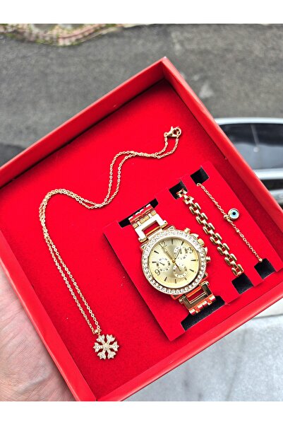 WERWOLF KADIN KOL SAATİ SETİ TAŞLI MODEL BİLEKLİK VE KOLYELİ SET